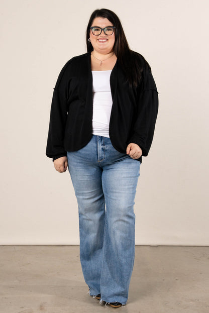 Norah Exposed Seam Open Front Cardigan