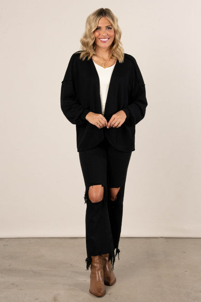 Norah Exposed Seam Open Front Cardigan