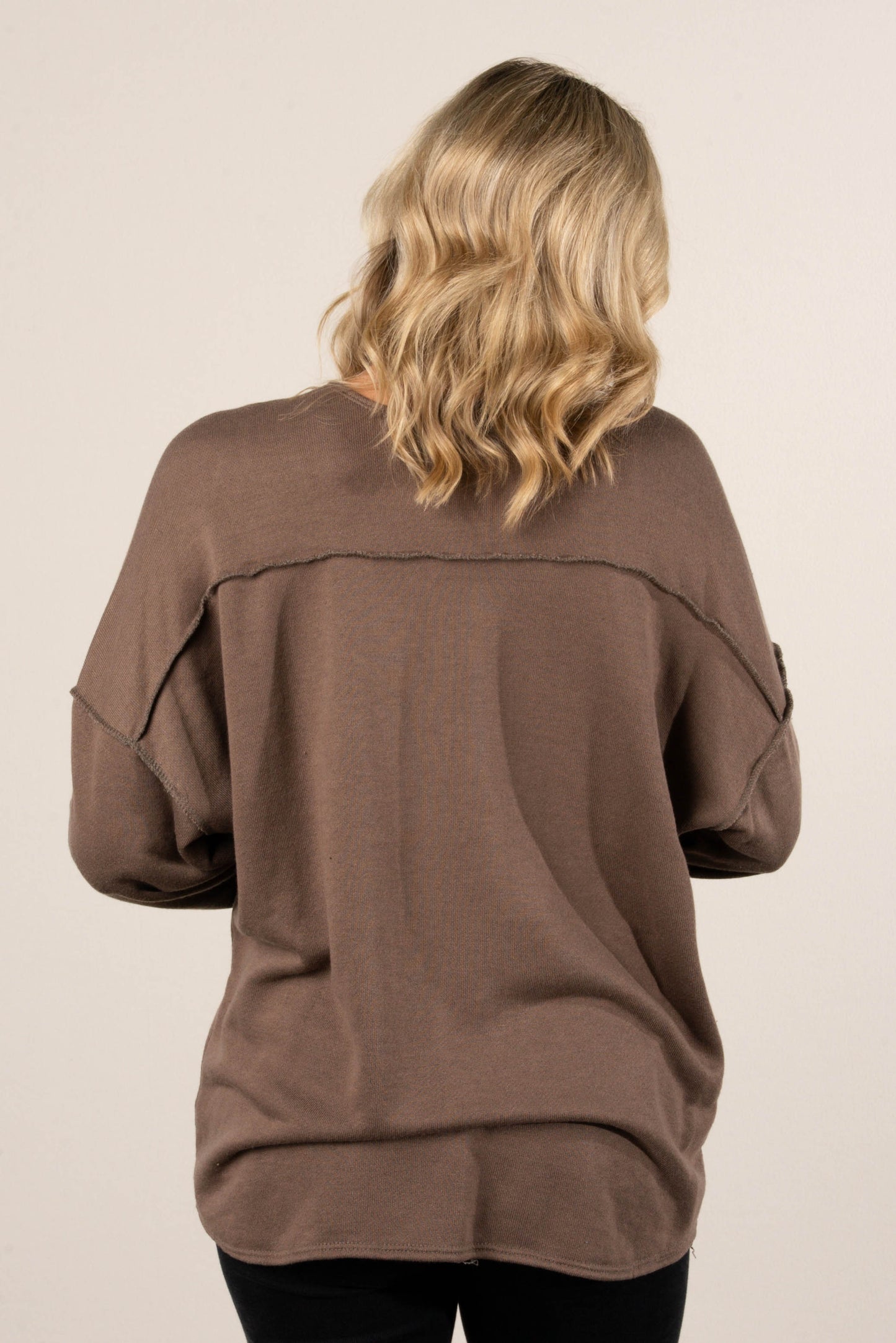 Norah Exposed Seam Open Front Cardigan