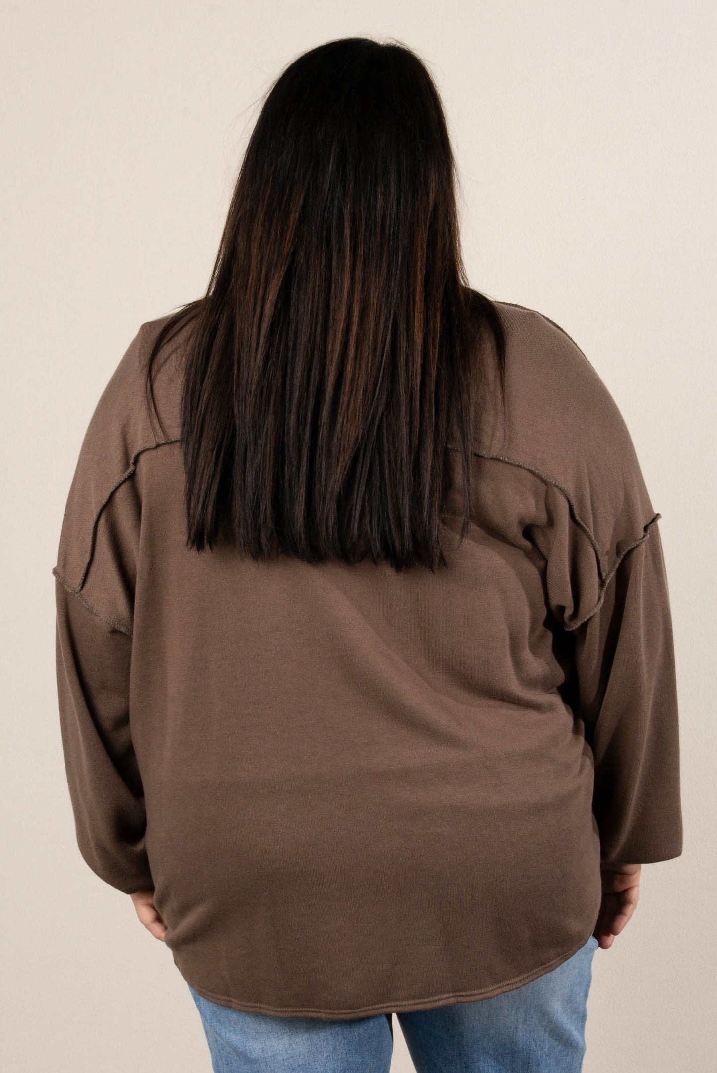Norah Exposed Seam Open Front Cardigan