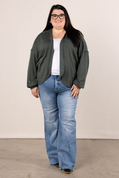 Norah Exposed Seam Open Front Cardigan