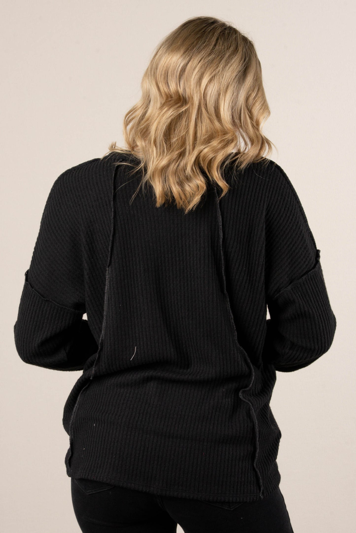 Monroe Waffle Knit Exposed Seam Top