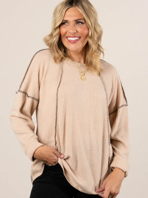 Monroe Waffle Knit Exposed Seam Top