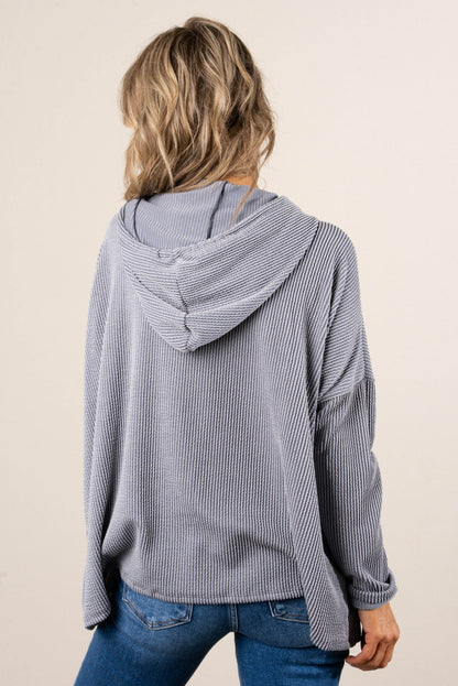 Whitney Ribbed Dolman Hooded Top