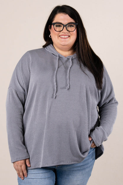 Whitney Ribbed Dolman Hooded Top