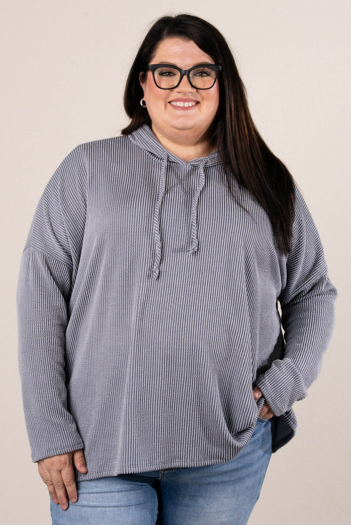 Whitney Ribbed Dolman Hooded Top