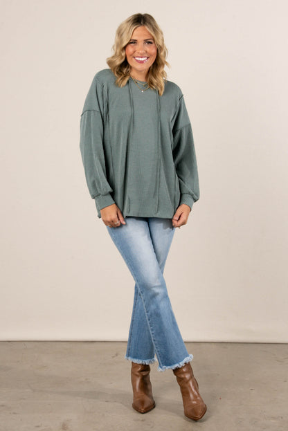 Flynn Ribbed Exposed Seam Detail Top