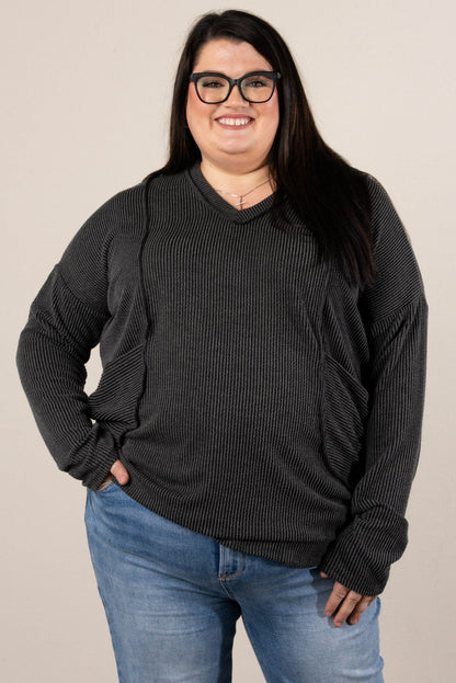 Sadie Ribbed Front Pocket Top