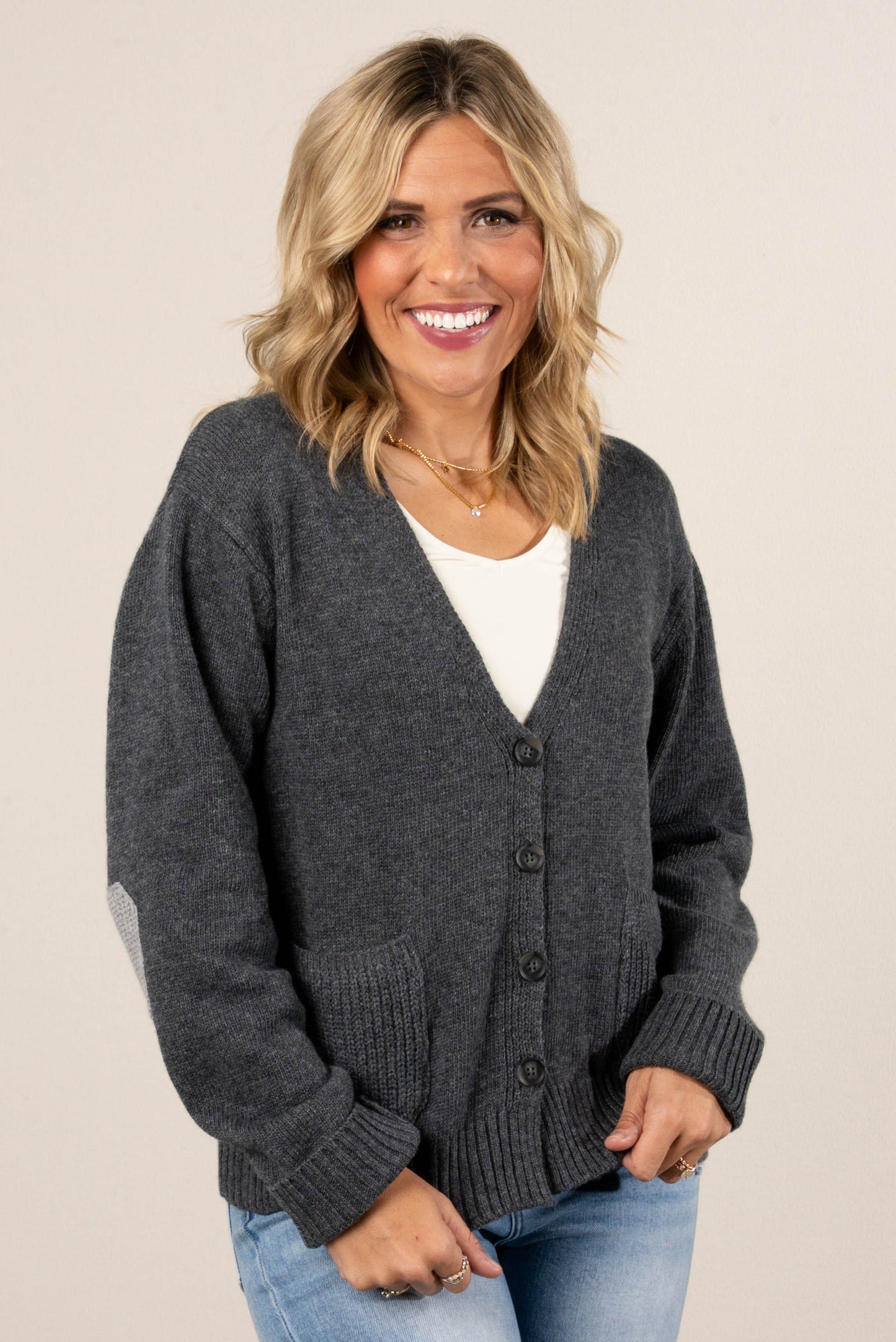 Livey Elbow Patch Sweater Cardigan