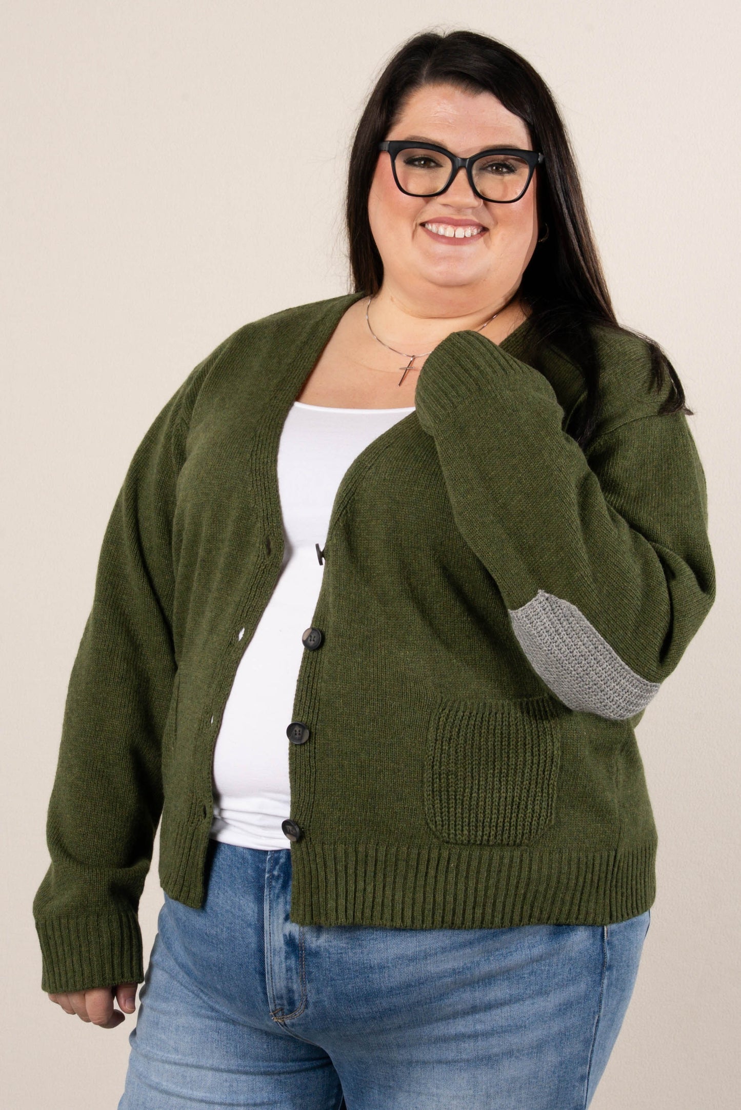 Livey Elbow Patch Sweater Cardigan