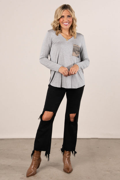 Fallon Camo Contrast Hi-Lo Top