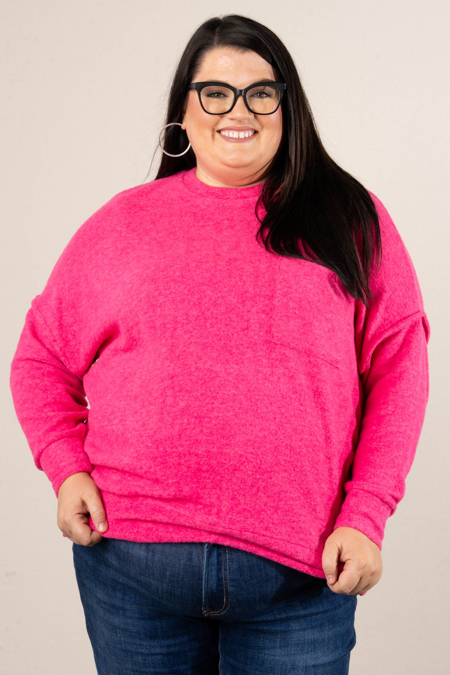 Tilly Brushed Melange Pocket Tunic Sweater