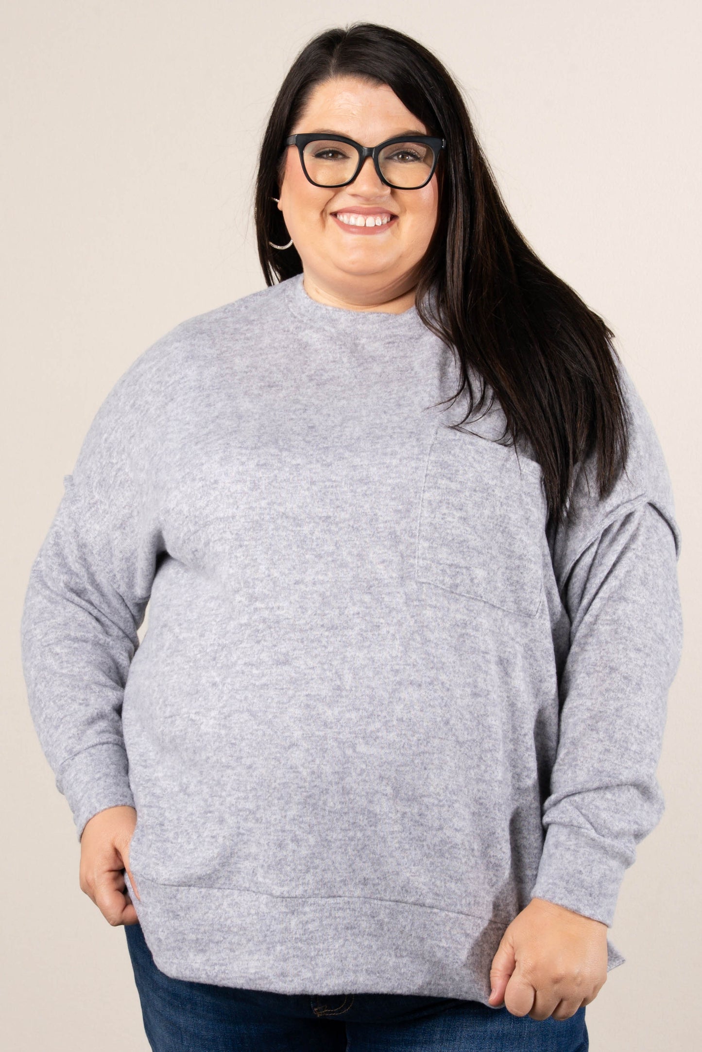 Tilly Brushed Melange Pocket Tunic Sweater