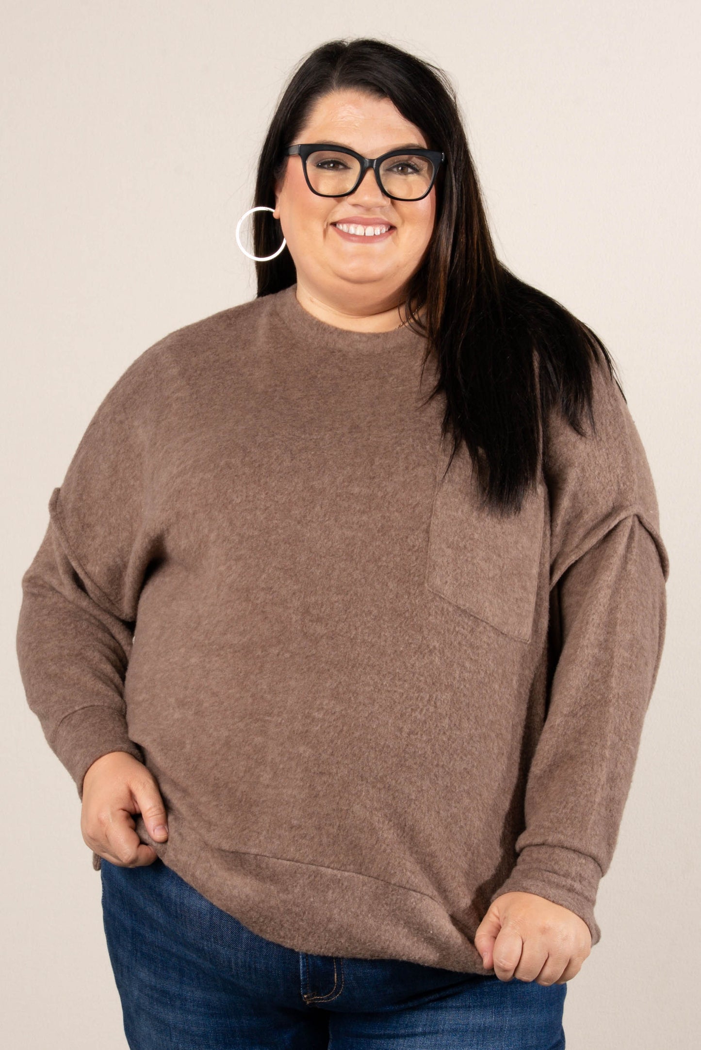 Tilly Brushed Melange Pocket Tunic Sweater
