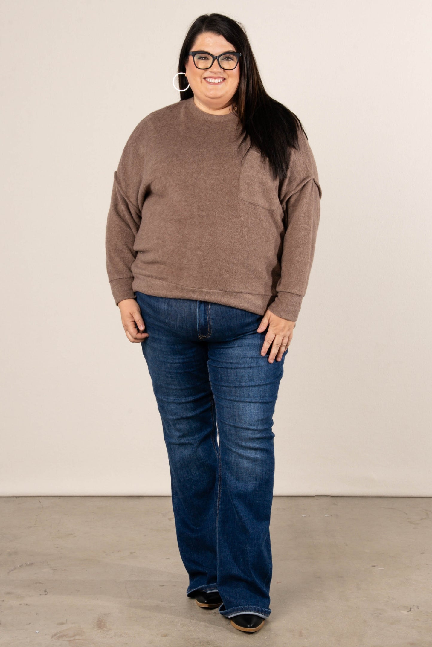 Tilly Brushed Melange Pocket Tunic Sweater