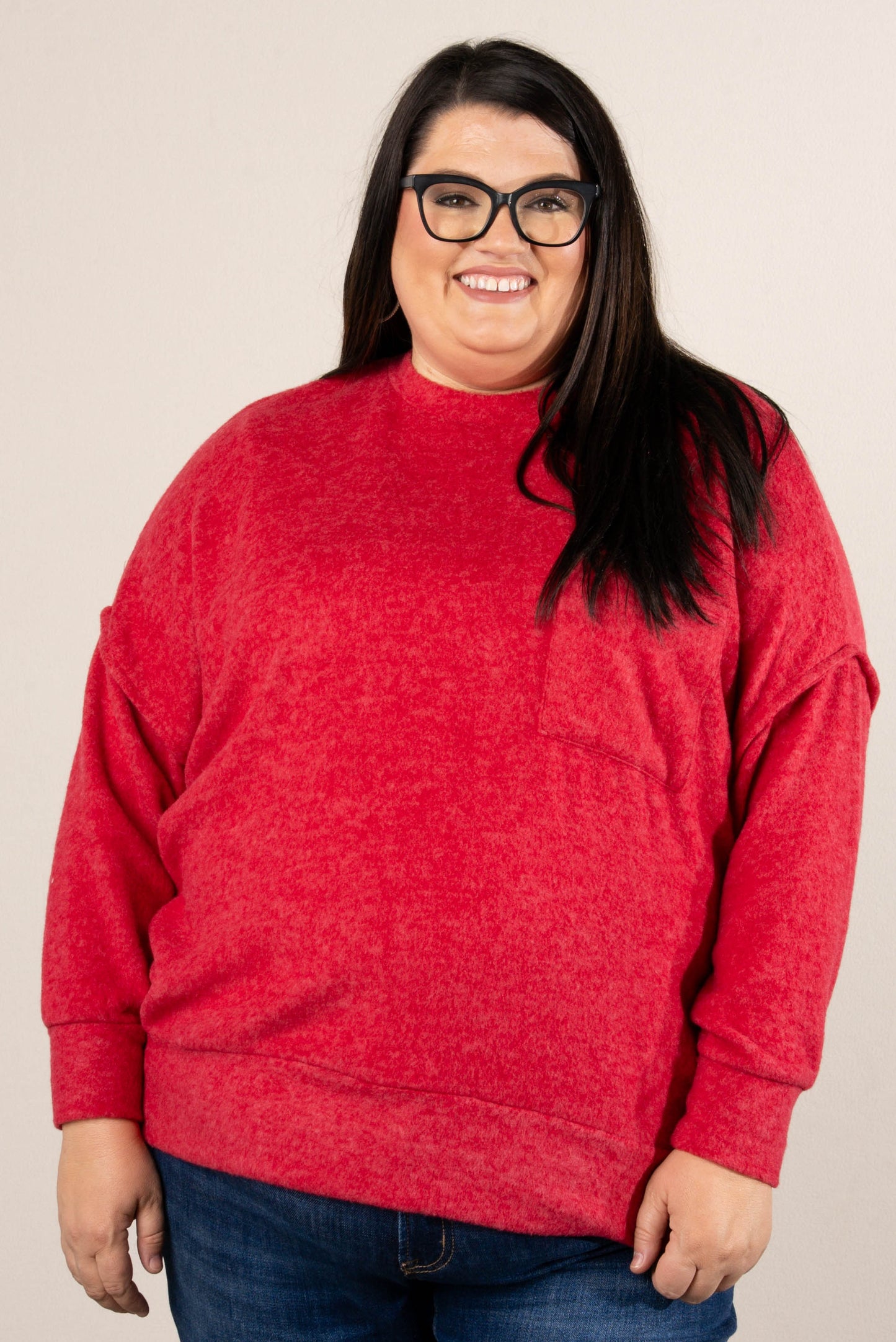 Tilly Brushed Melange Pocket Tunic Sweater