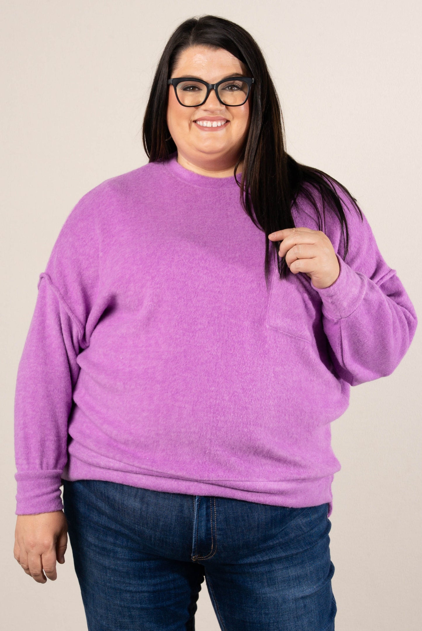 Tilly Brushed Melange Pocket Tunic Sweater