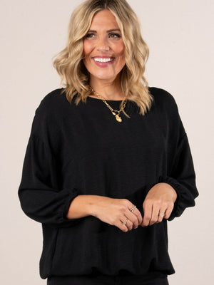 Chelle Crinkle Knit Bubble Hem Blouse