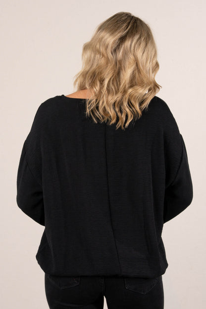 Chelle Crinkle Knit Bubble Hem Blouse