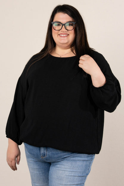 Chelle Crinkle Knit Bubble Hem Blouse