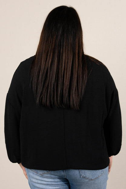 Chelle Crinkle Knit Bubble Hem Blouse