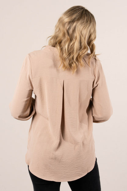 Cheryl Crinkle Knit Front Pleat Blouse