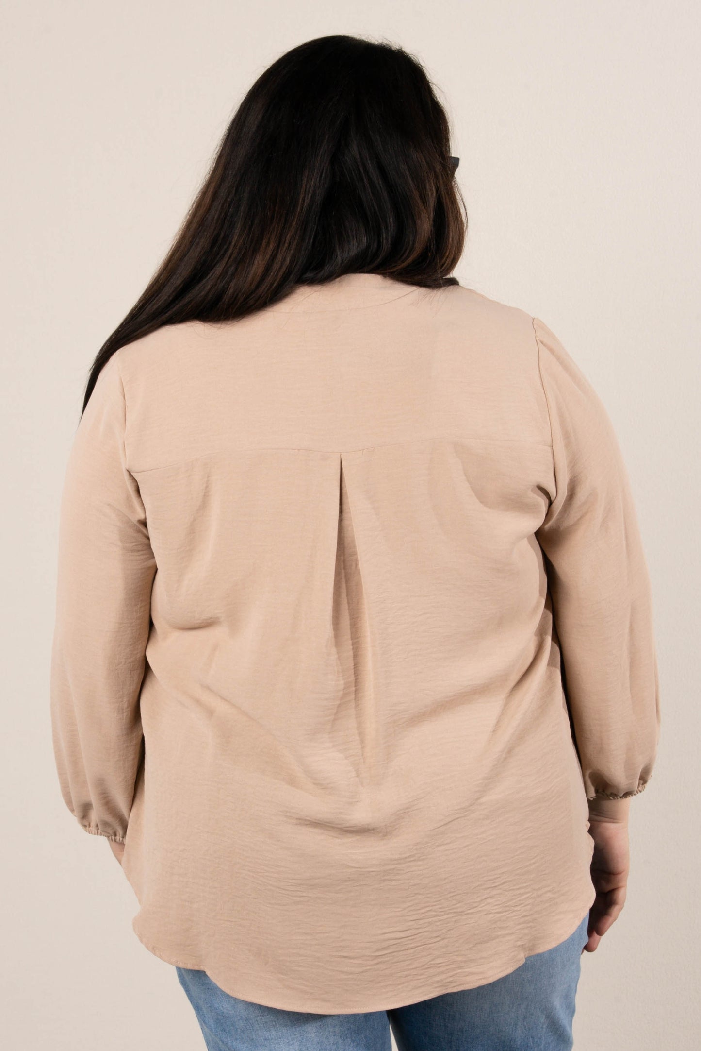 Cheryl Crinkle Knit Front Pleat Blouse