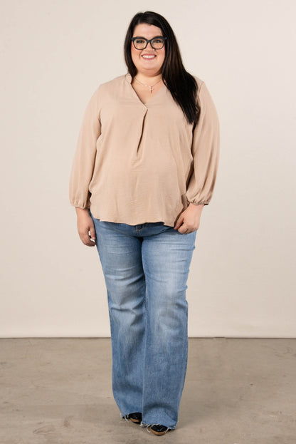 Cheryl Crinkle Knit Front Pleat Blouse