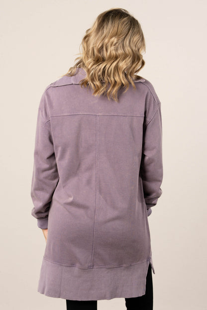 Krista Mineral Washed Half Zip Tunic Dress