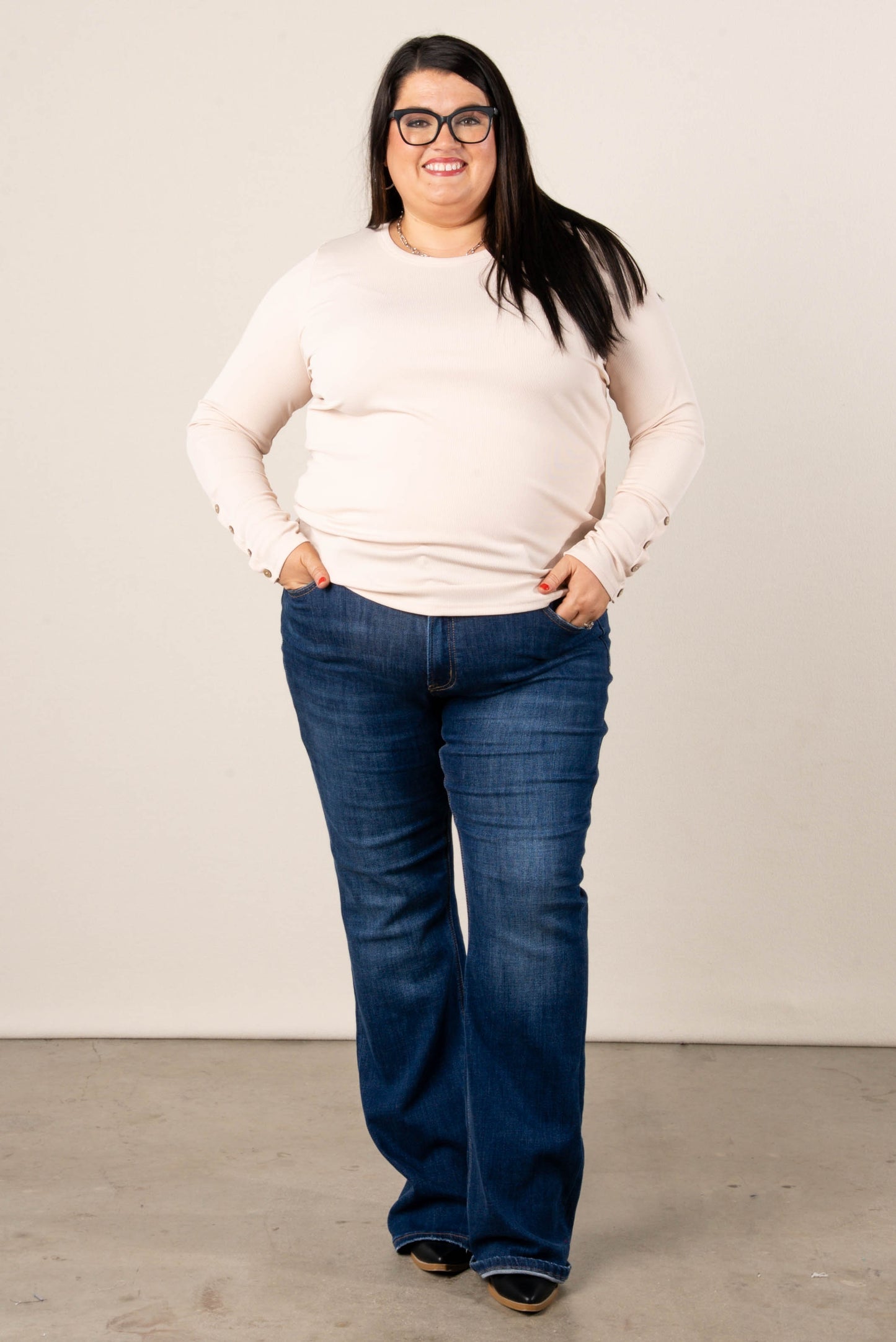 Cadence Ribbed Button Cuff Top