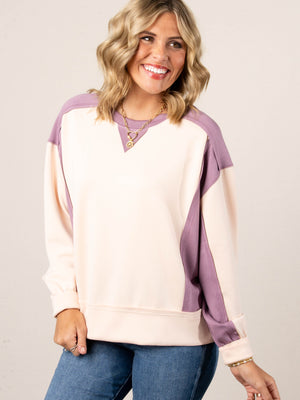 Brielle Color Block Exposed Seam Pullover