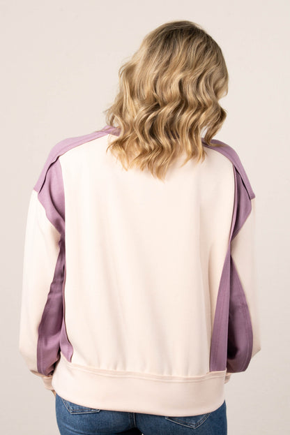 Brielle Color Block Exposed Seam Pullover