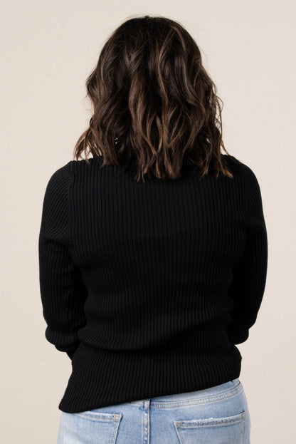 Nicole Ribbed Mock Neck Top