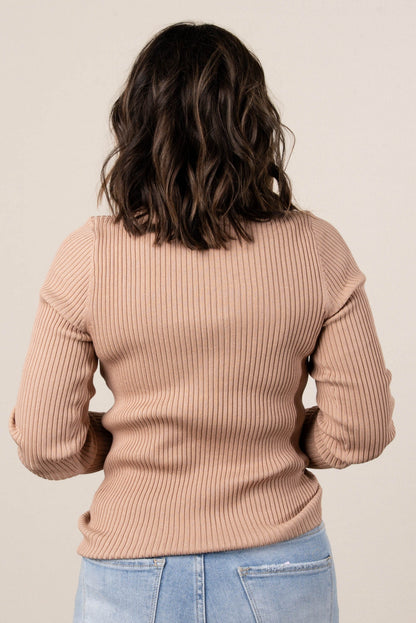 Nicole Ribbed Mock Neck Top