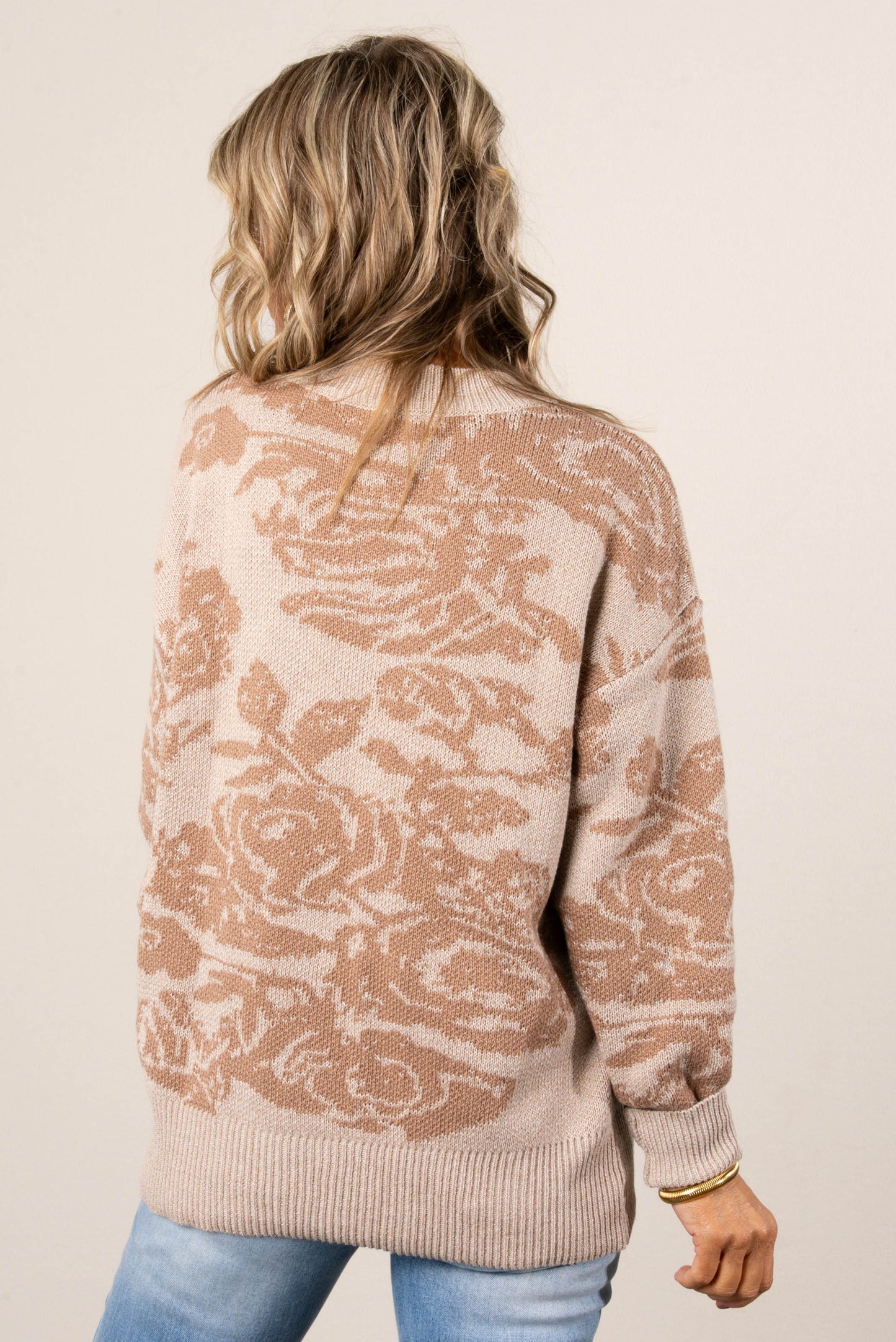 Jewell Rose Knit Drop Shoulder Sweater