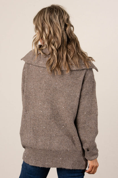 Starr Speckled Knit Zip Collar Sweater