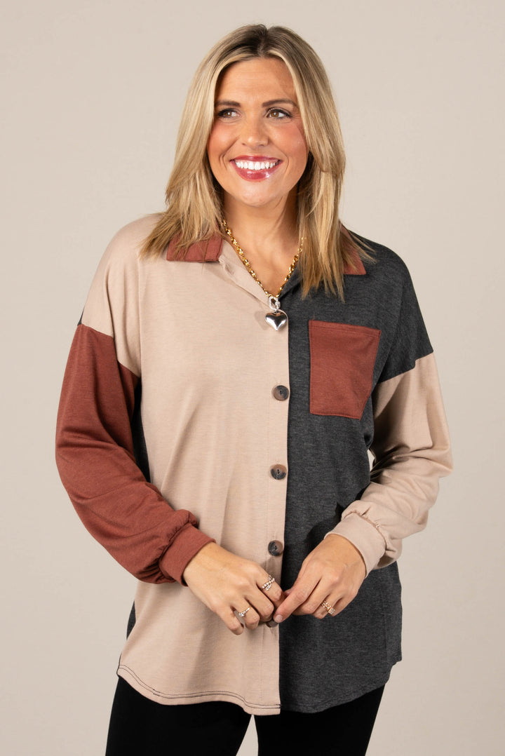 Pamela Color Block Shacket