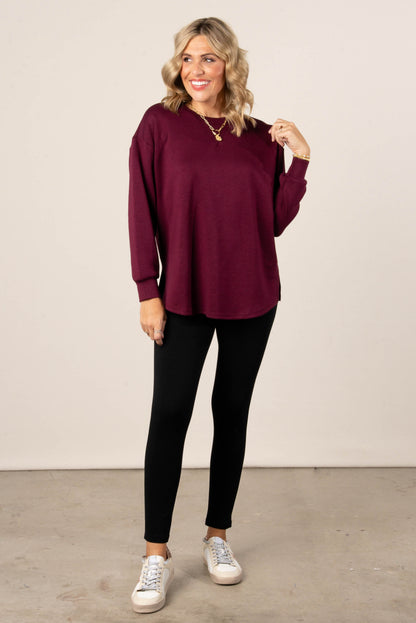 Theresa V-Stitch Split Hem Top