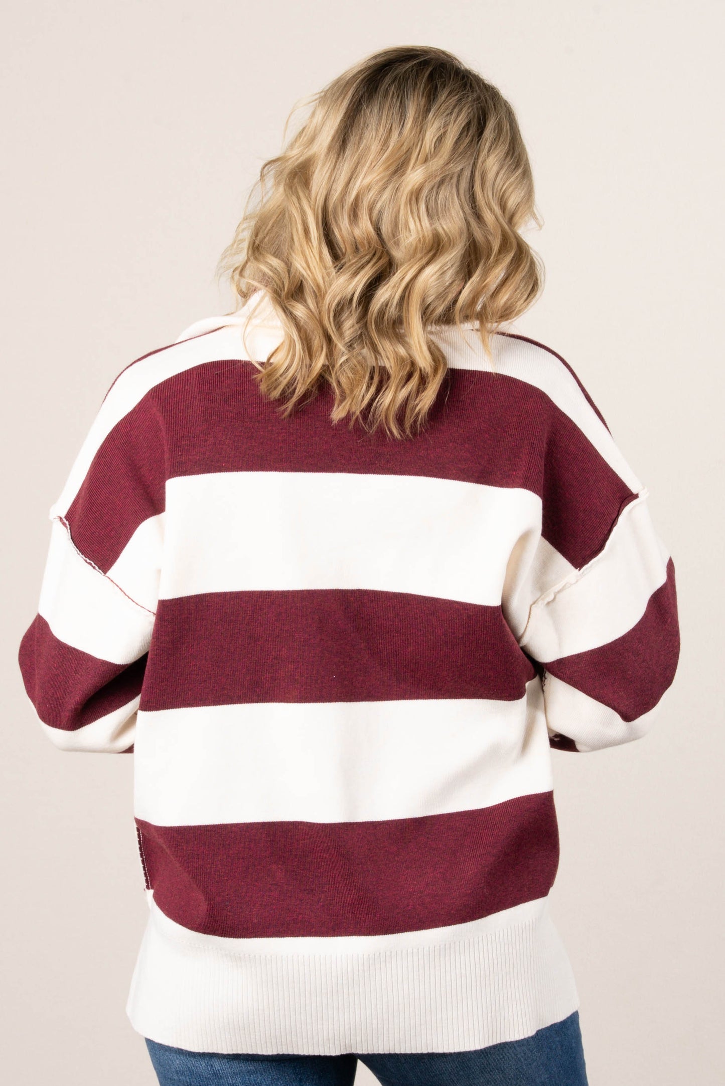 Leandra Striped Half Zip Sweater