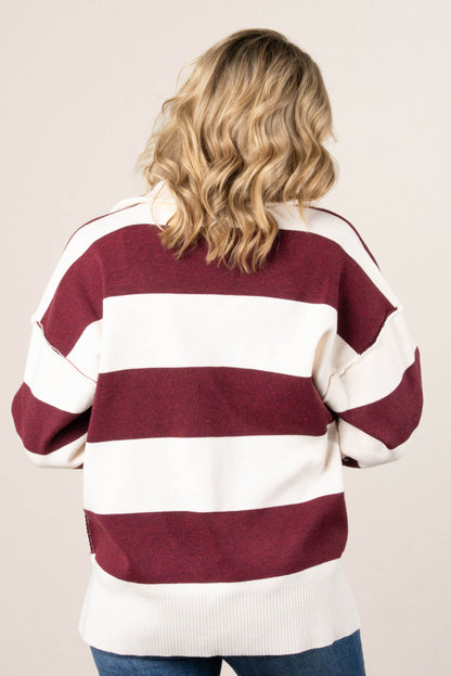 Leandra Striped Half Zip Sweater