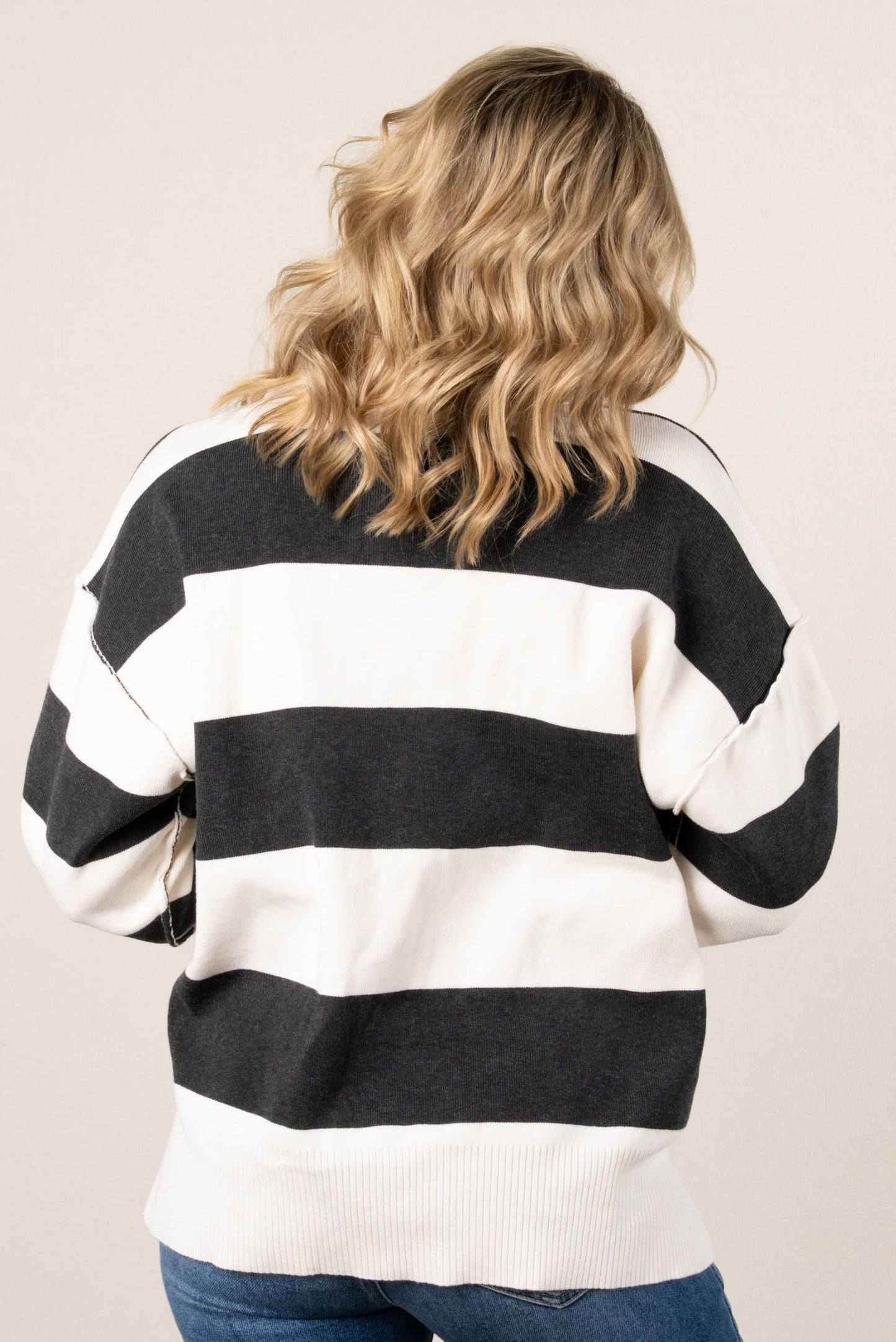 Leandra Striped Half Zip Sweater