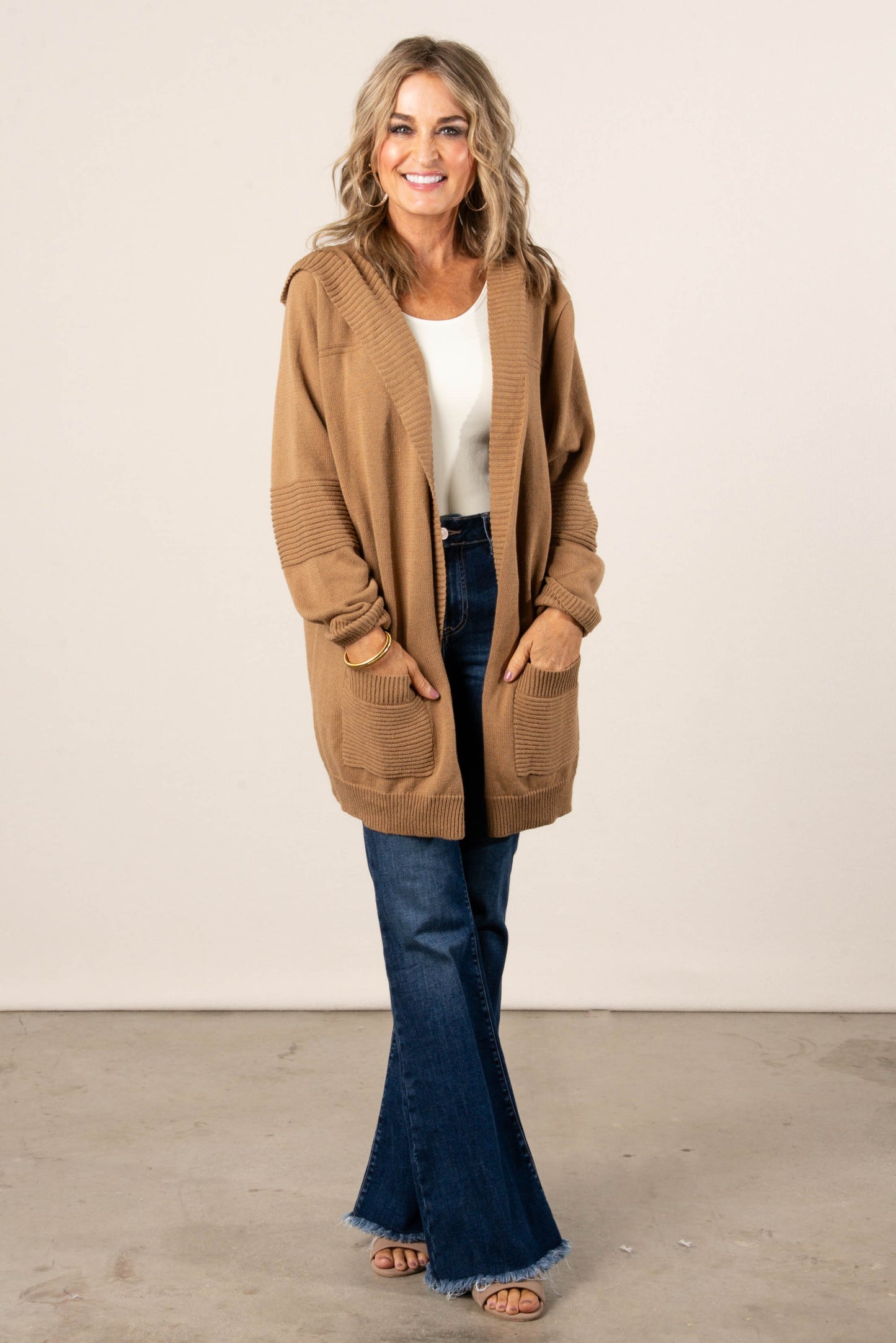 Chanel Open Front Hooded Sweater Cardigan
