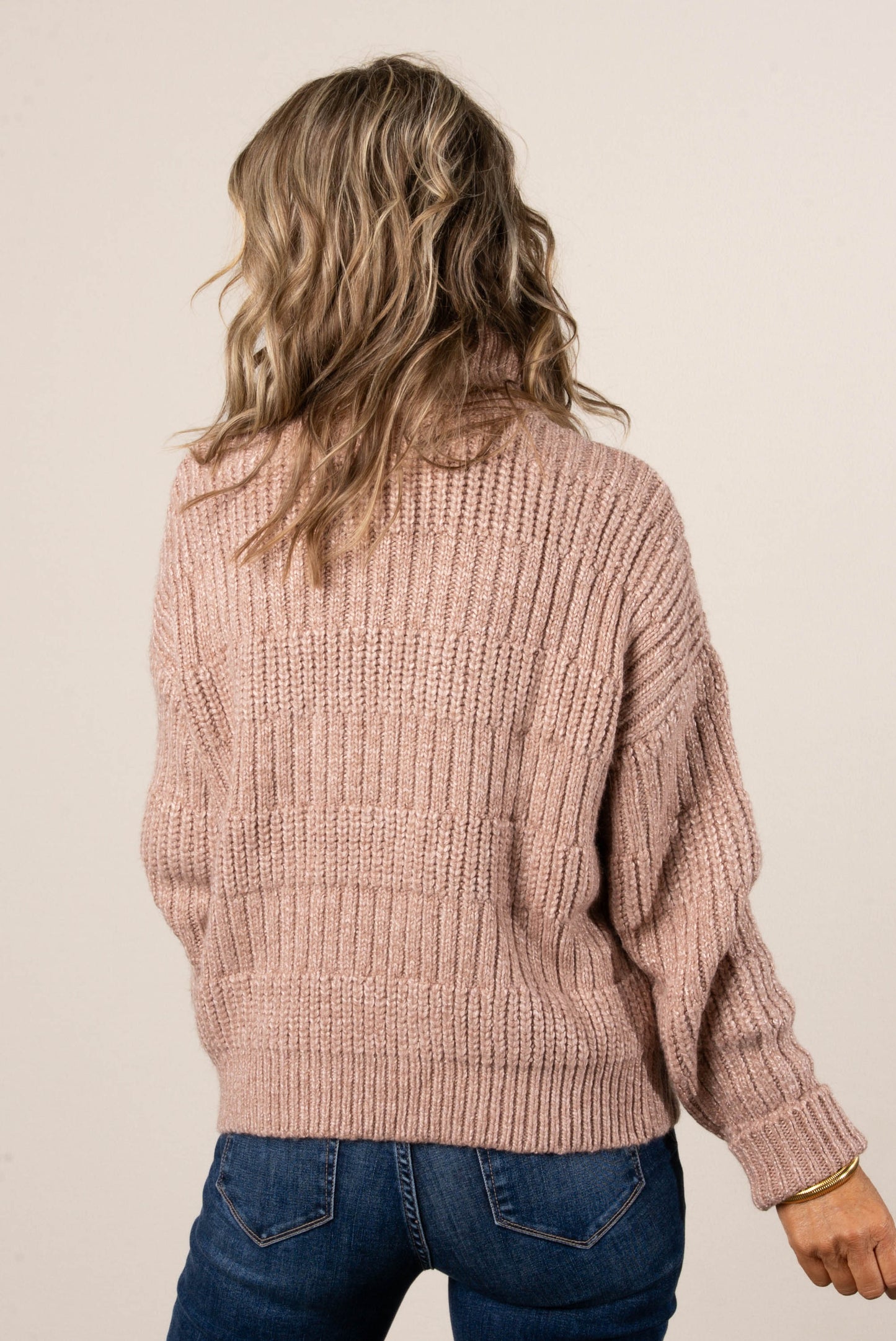 Rosemary Mixed Knit Turtleneck Sweater