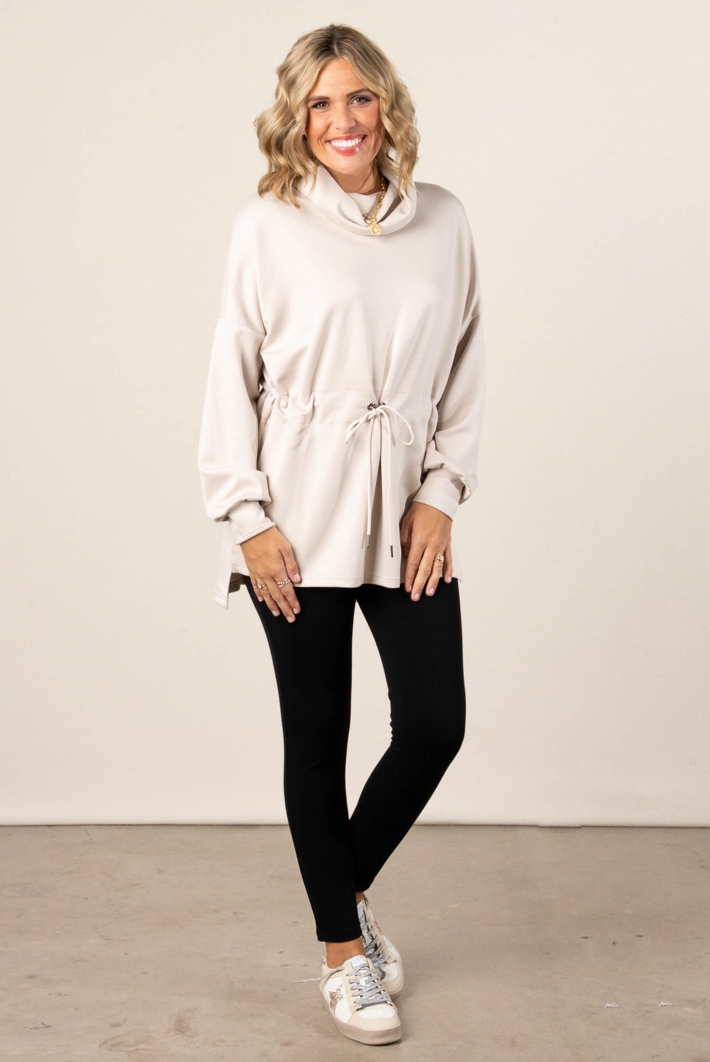 Christina Cowl Neck Bungee Waist Tunic