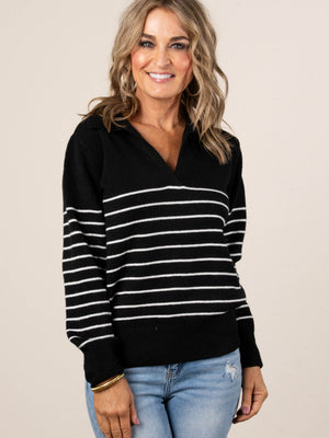 Bridget Striped Collared Sweater