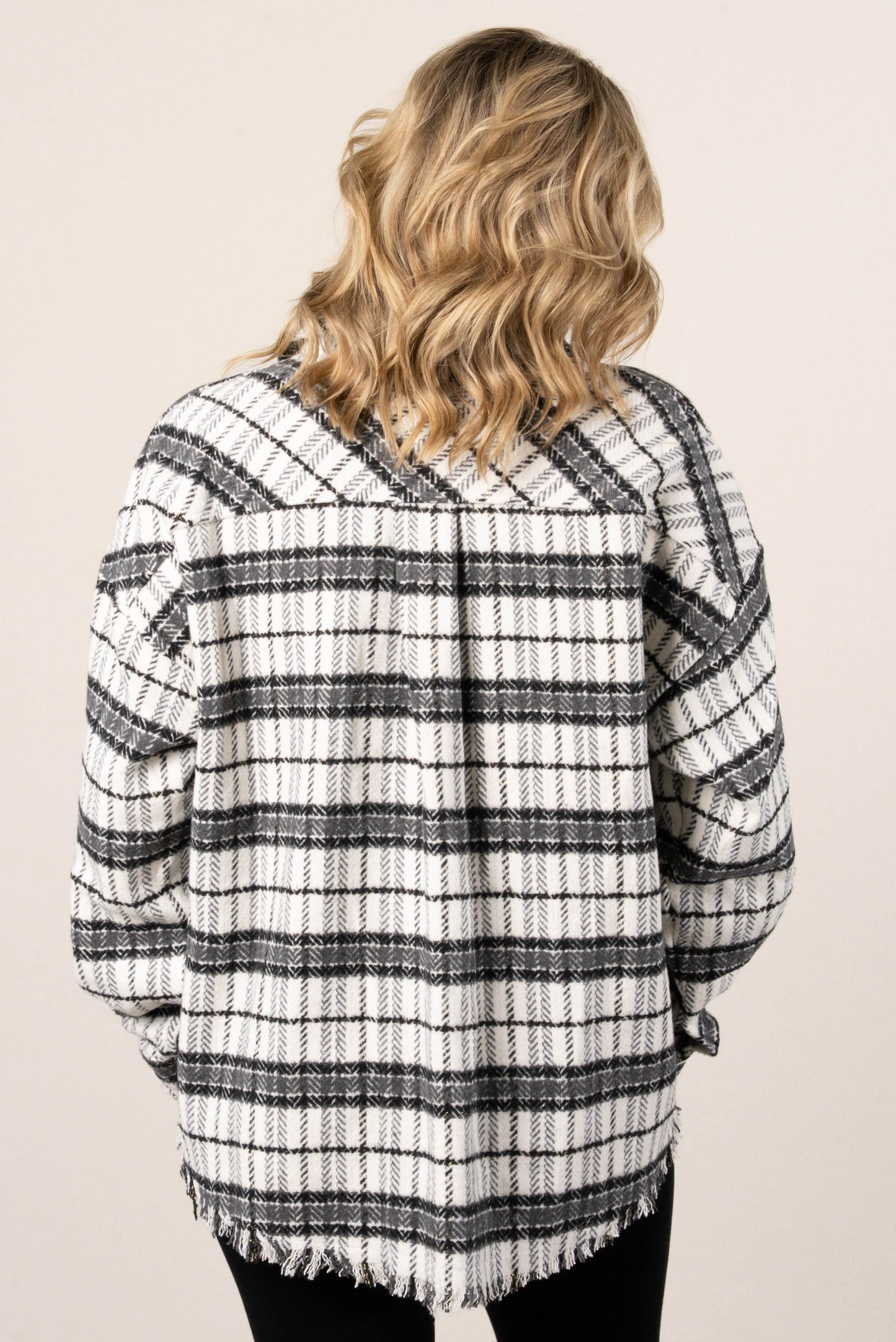 Woodsman Plaid Fray Hem Shacket