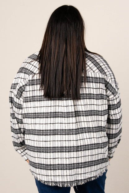 Woodsman Plaid Fray Hem Shacket