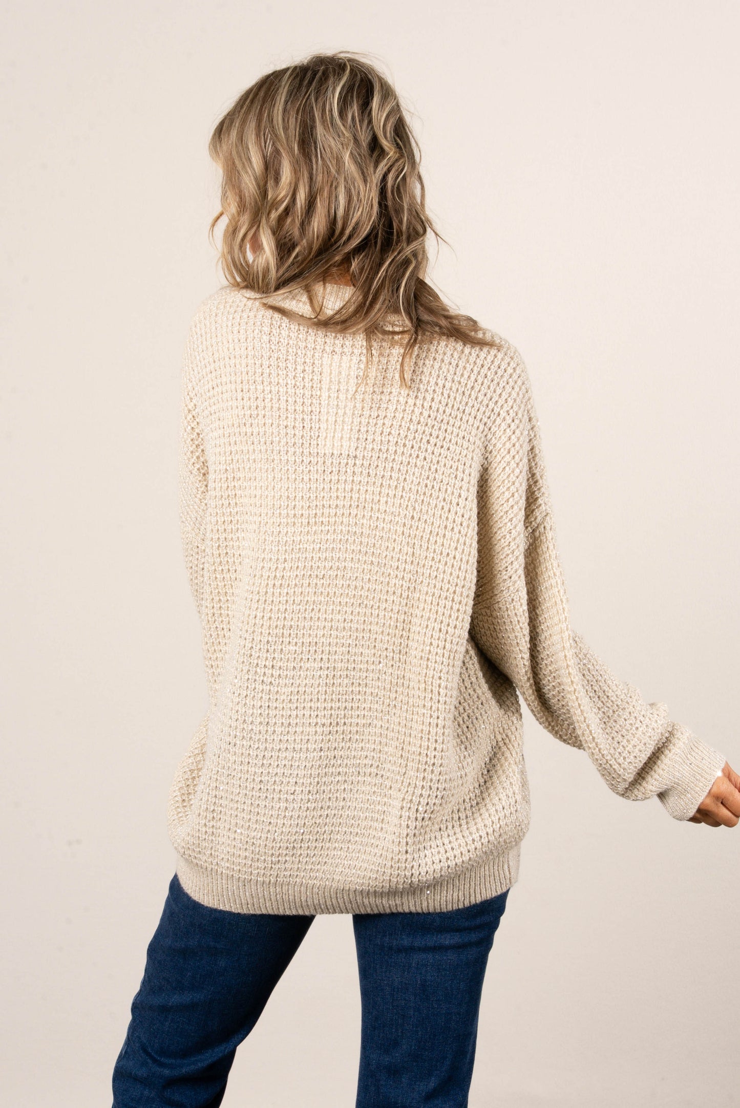 Kara Waffle Knit Drop Shoulder Sweater