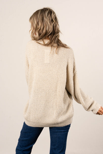 Kara Waffle Knit Drop Shoulder Sweater