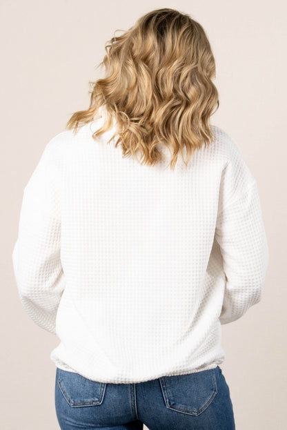 Janice Waffle Knit Cowl Neck Pullover